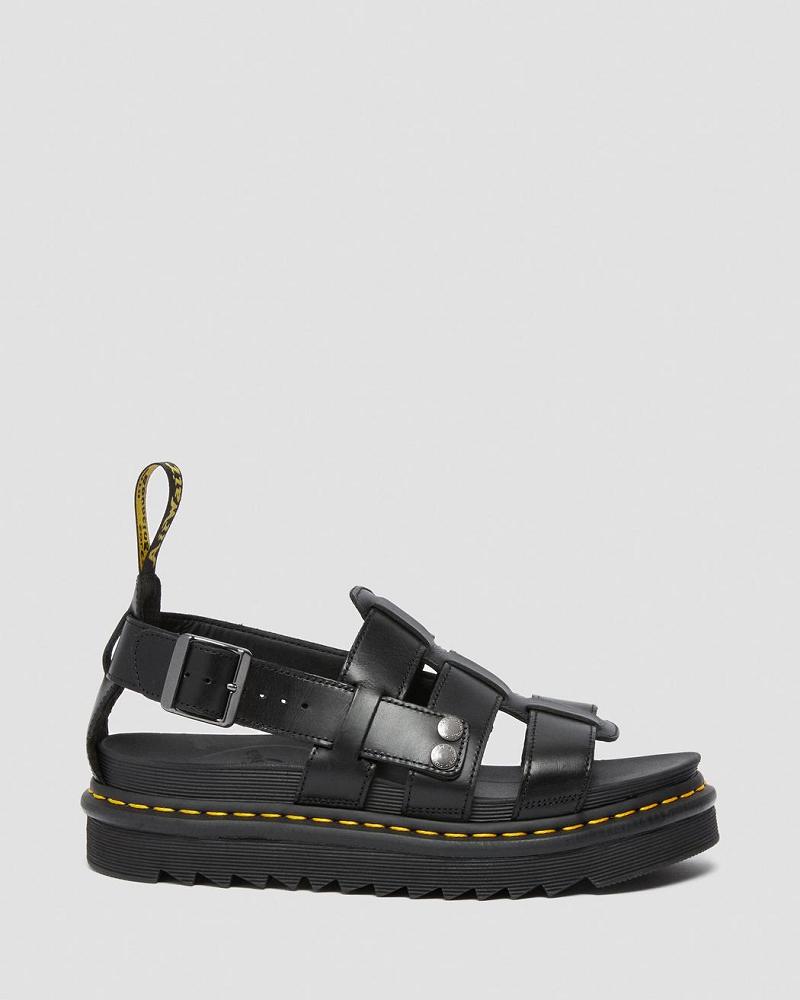 Dr Martens Terry Læder Gladiator Sandaler Dame Sort | DK 300NWY